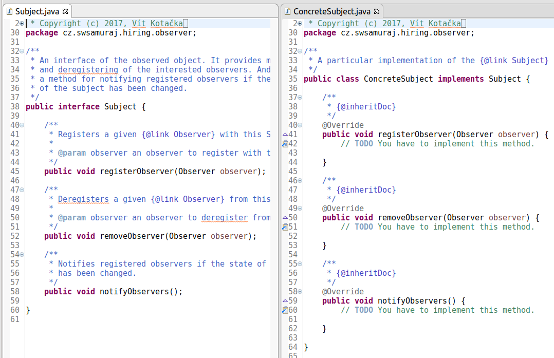 Rozhraní a jeho prázdná implementace