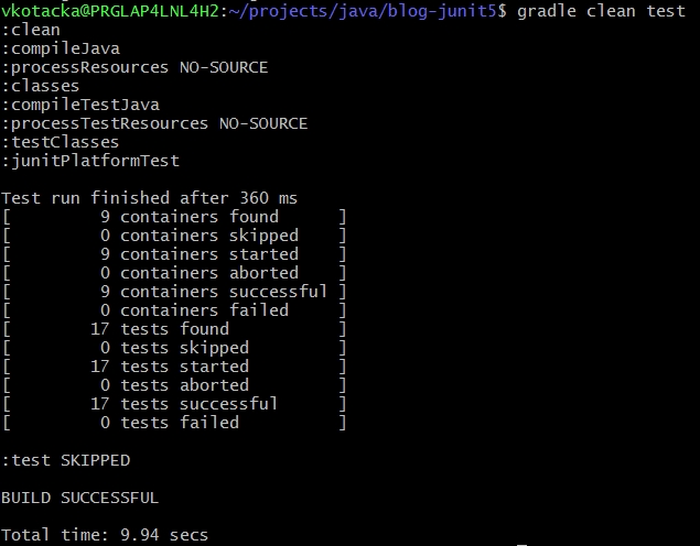 Spuštění JUnit 5 testů Gradlem