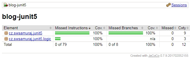 JaCoCo pokrytí testy