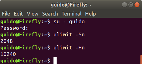 Výpis limitů po změně uživatele