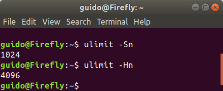 Výpis soft a hard limitu max. počtu otevřených souborů